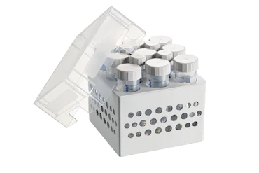 艾本德儲(chǔ)存盒 3 × 3, 可放置 9  個(gè) 50  mL 試管和 4  個(gè) 15  mL 試管，2  件，高 127  mm，5  英寸，聚丙烯材料，可耐受最低 -86  °C，高溫高壓滅菌，帶蓋子